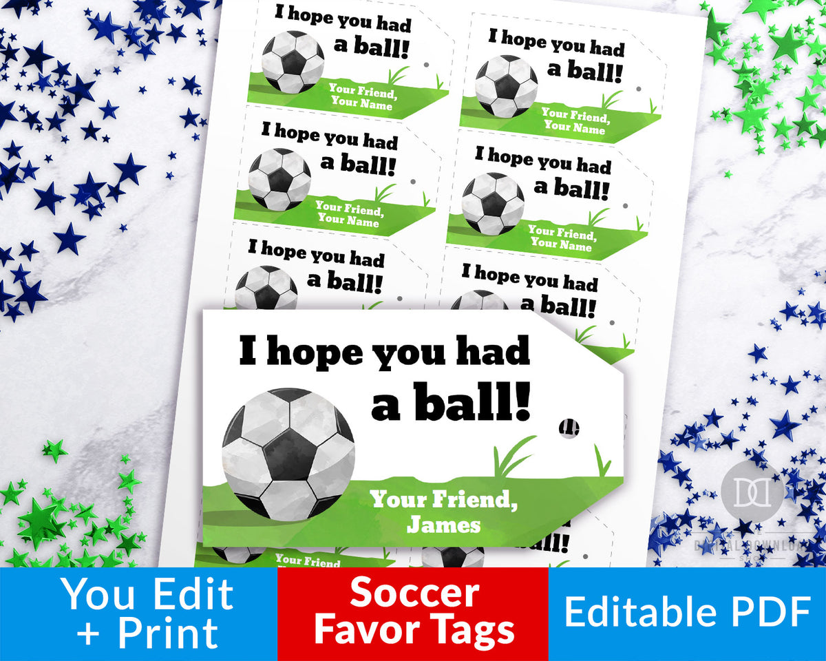 Soccer favor tags printable