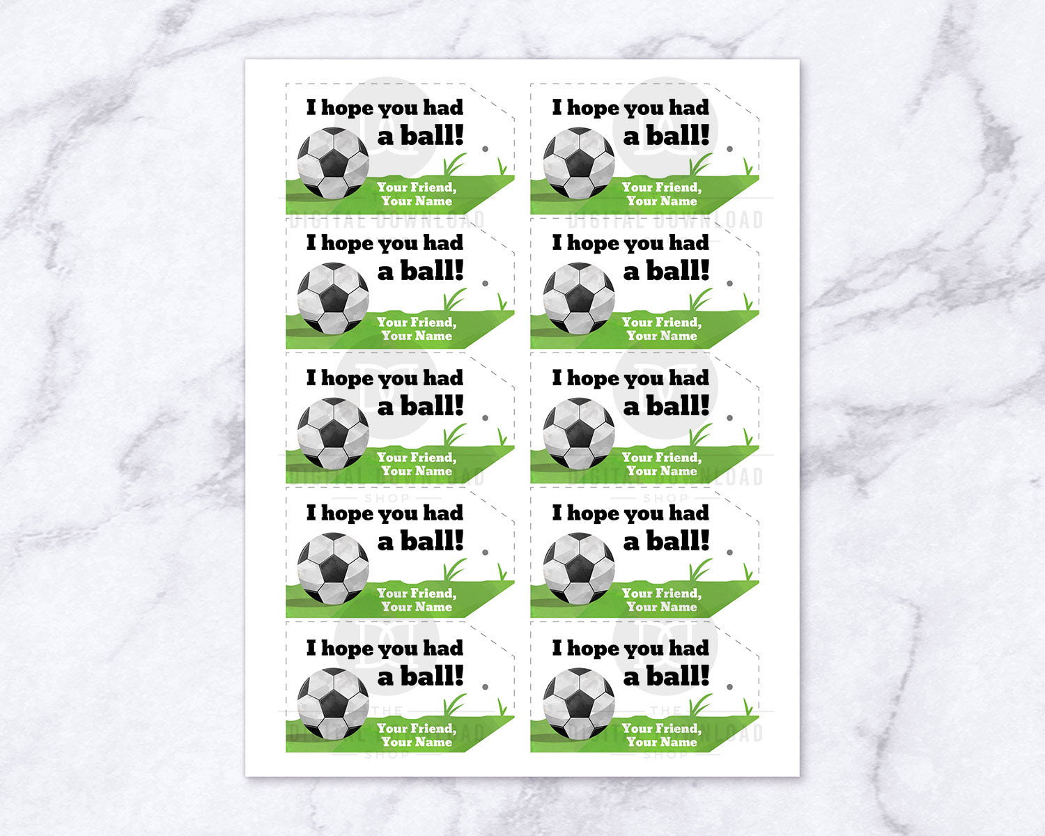 Soccer favor tags printable