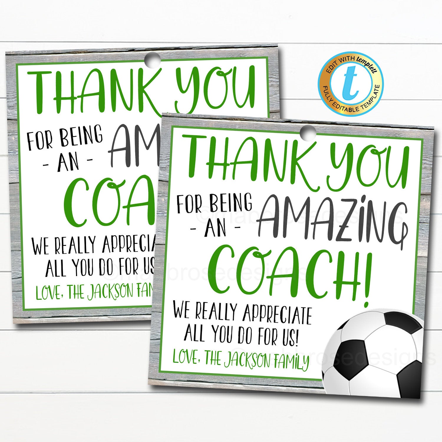 Soccer coach gift tag printables