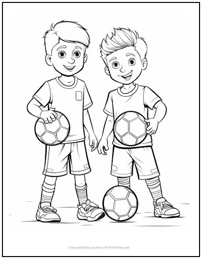 Young soccer players coloring page print it free