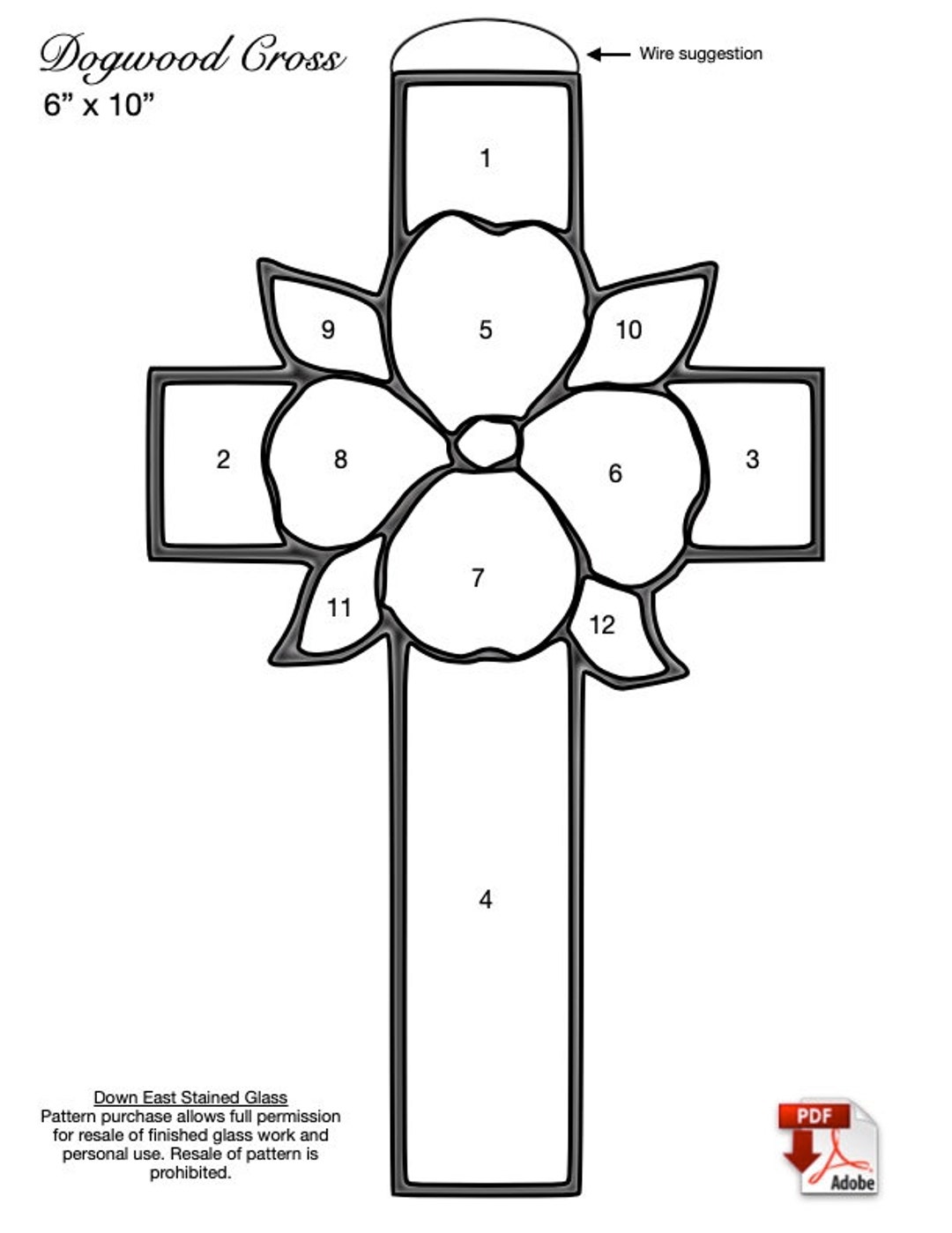 Dogwood cross stained glass pattern pdf instant download
