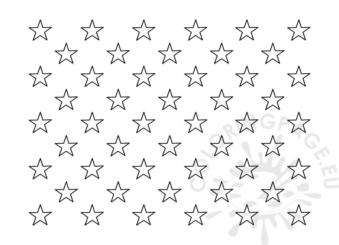 American flag stars template outline coloring page