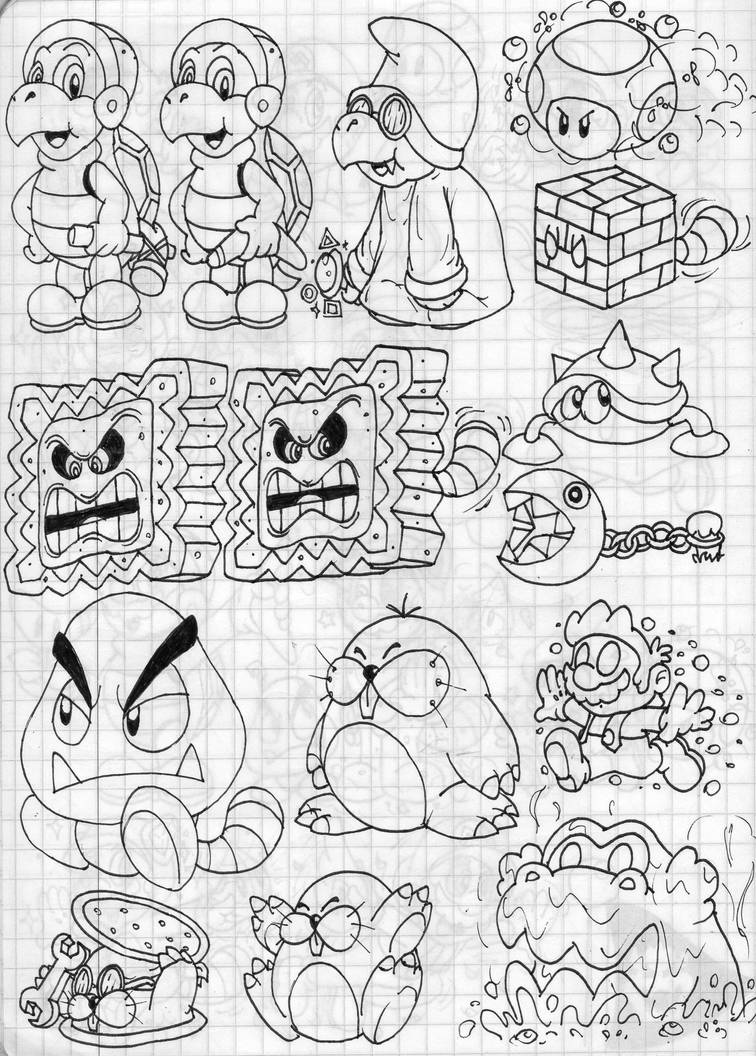 Super mario d land enemies doodles part by elcajarito on