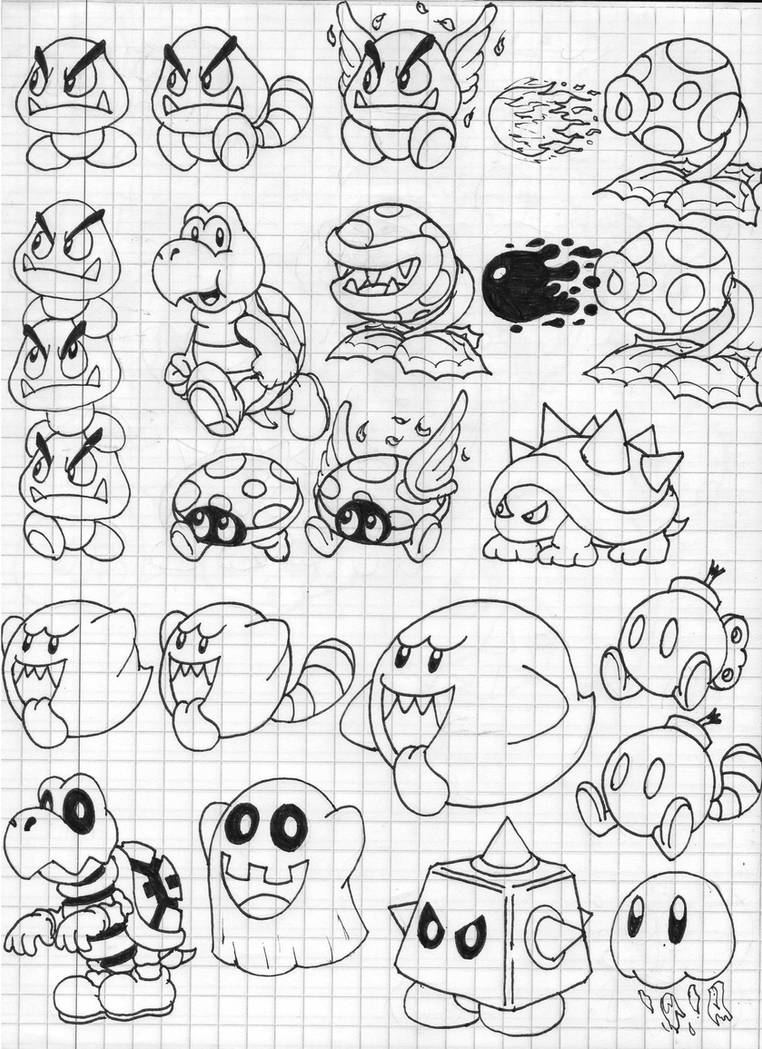 Super mario d land enemies doodles part by elcajarito on