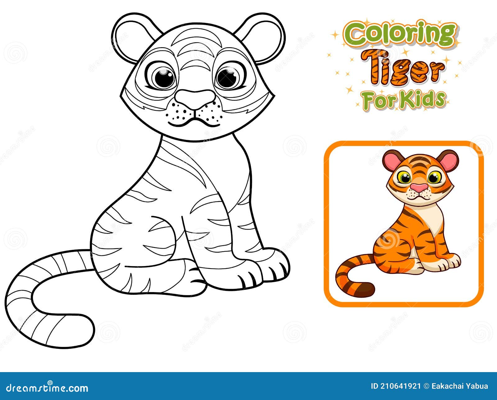 Coloring pages and printables cute cartoon tiger crafts and worksheets for kid stock vector