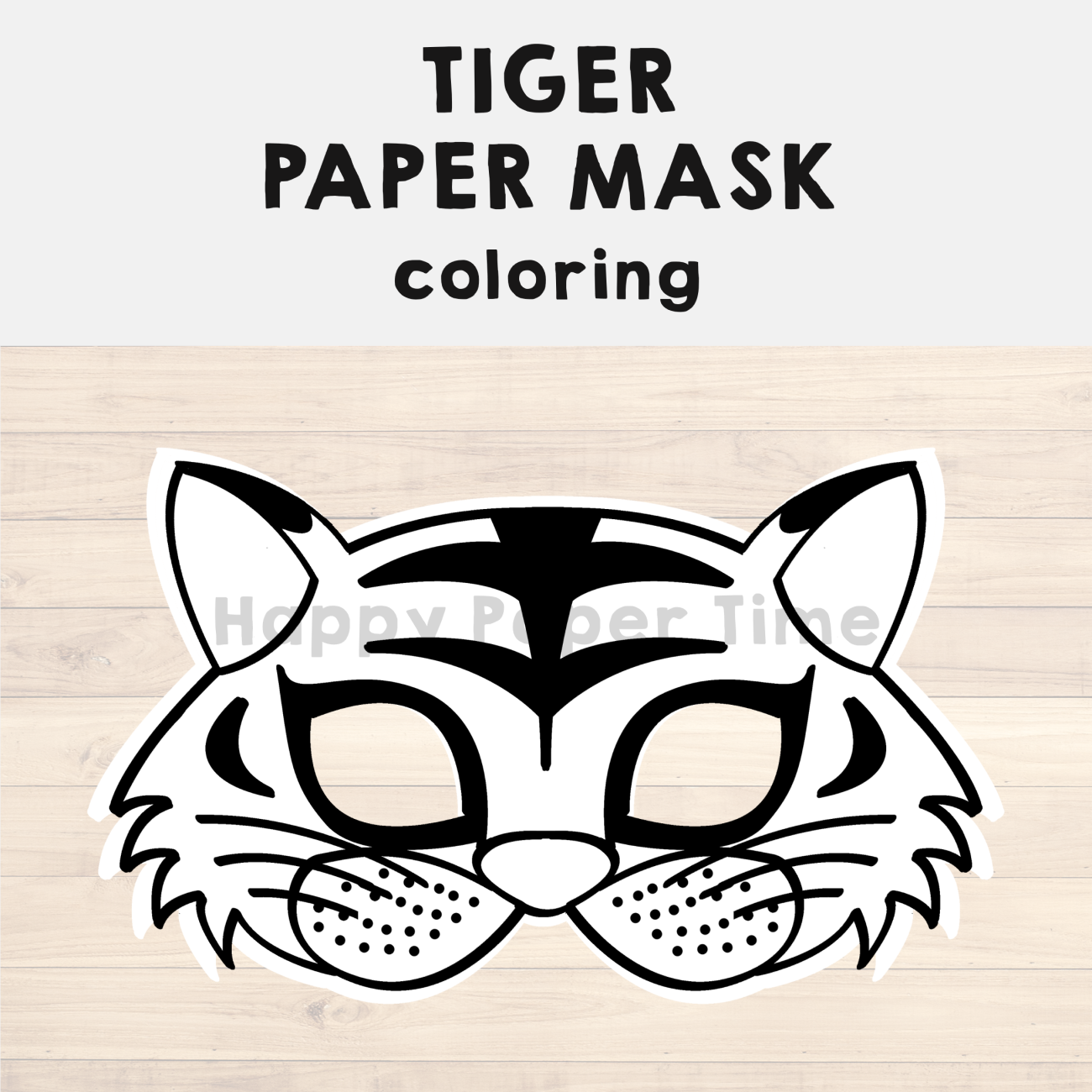 Tiger paper mask printable jungle animal coloring craft activity template made by teachers