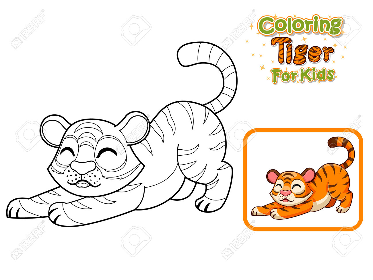 Coloring pages and printables cute cartoon tiger crafts and worksheets for kid vector illustration cartoon animal characters royalty free svg cliparts vectors and stock illustration image