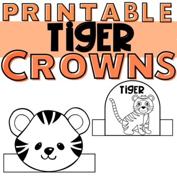 Tiger craft crown hat printable preschool jungle coloring activity