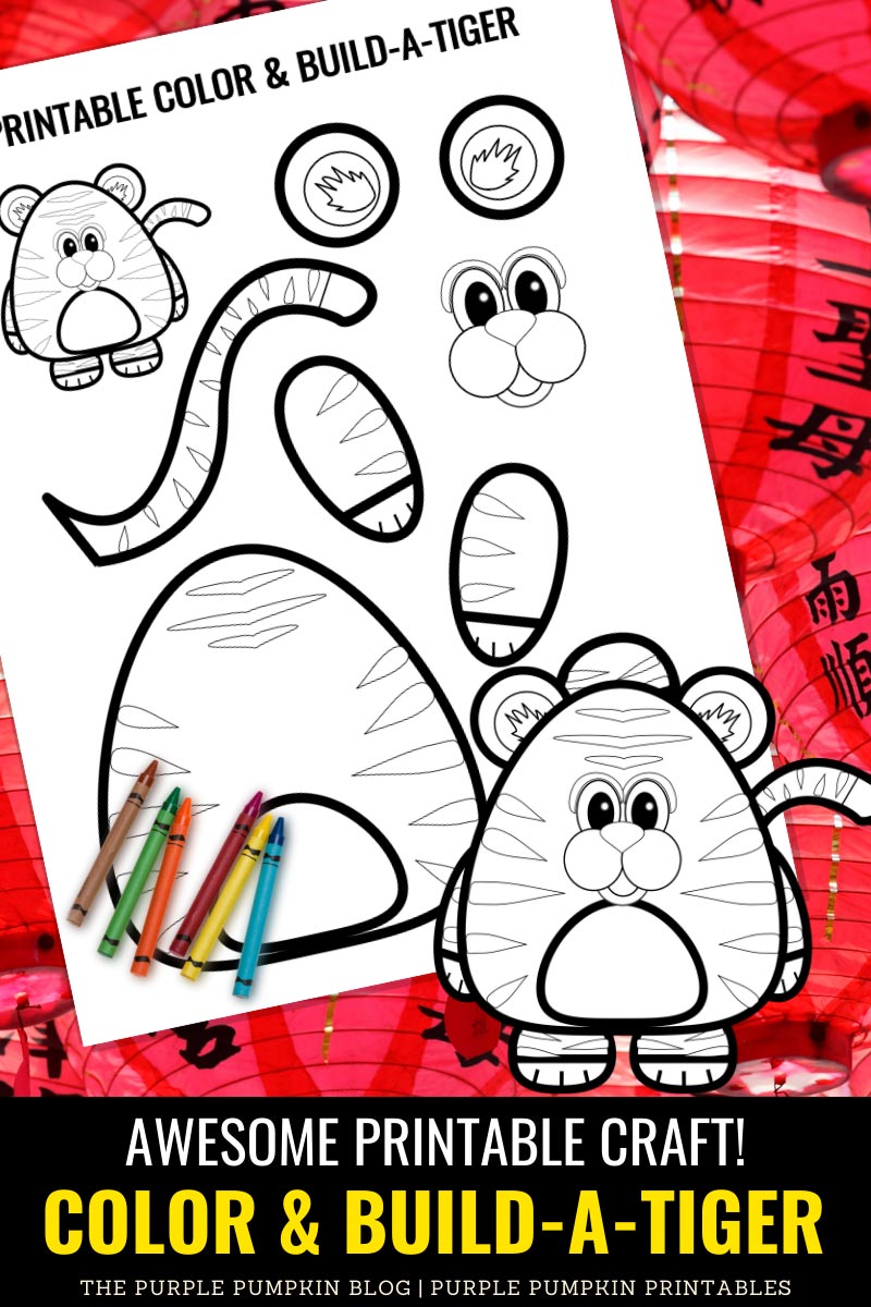 Printable color build a tiger template