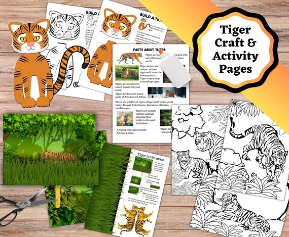 Printable tiger craft and activity set build a tiger tiger in jungle crafts coloring pages and fact sheet for tigers