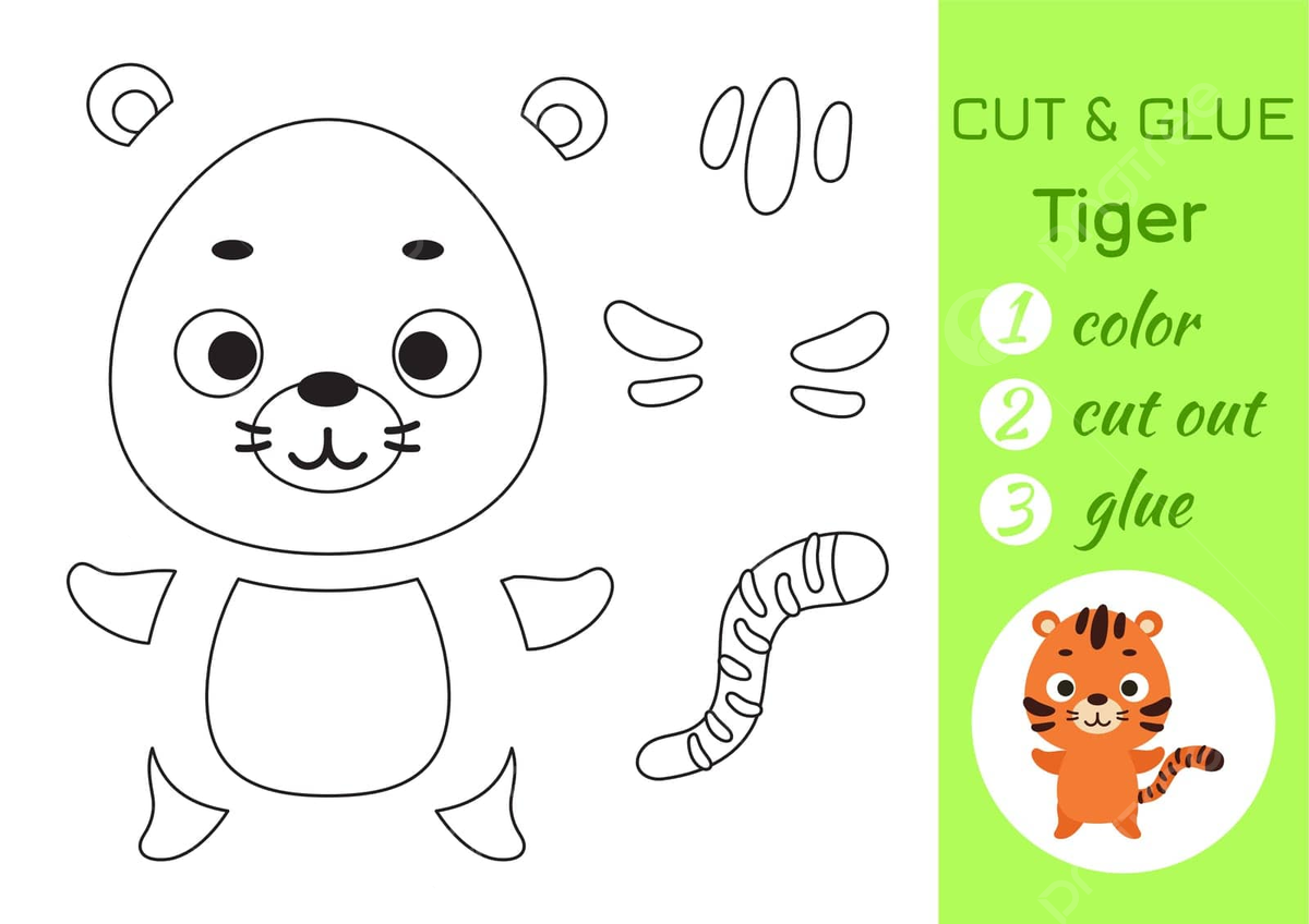 Preschool tiger craft and logic puzzle drawing jigsaw coloring vector drawing jigsaw coloring png and vector with transparent background for free download