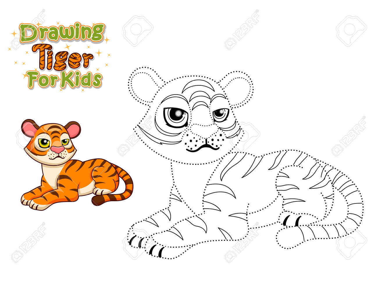 Drawing and coloring pages printables cute cartoon tiger crafts and worksheets for kid vector illustration learning letters for toddlers preschool kindergarten royalty free svg cliparts vectors and stock illustration image