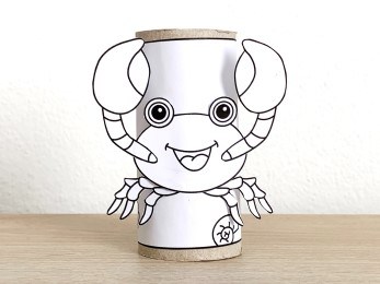 Crab paper roll printable coloring