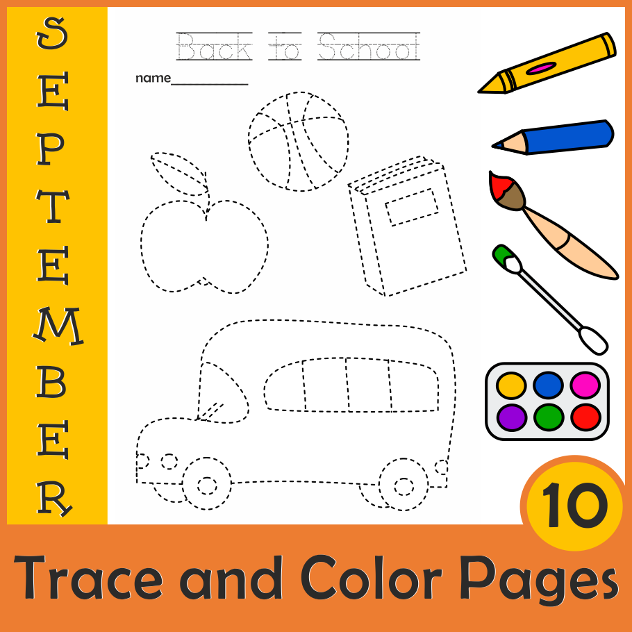 Back to school picture tracing activities editable