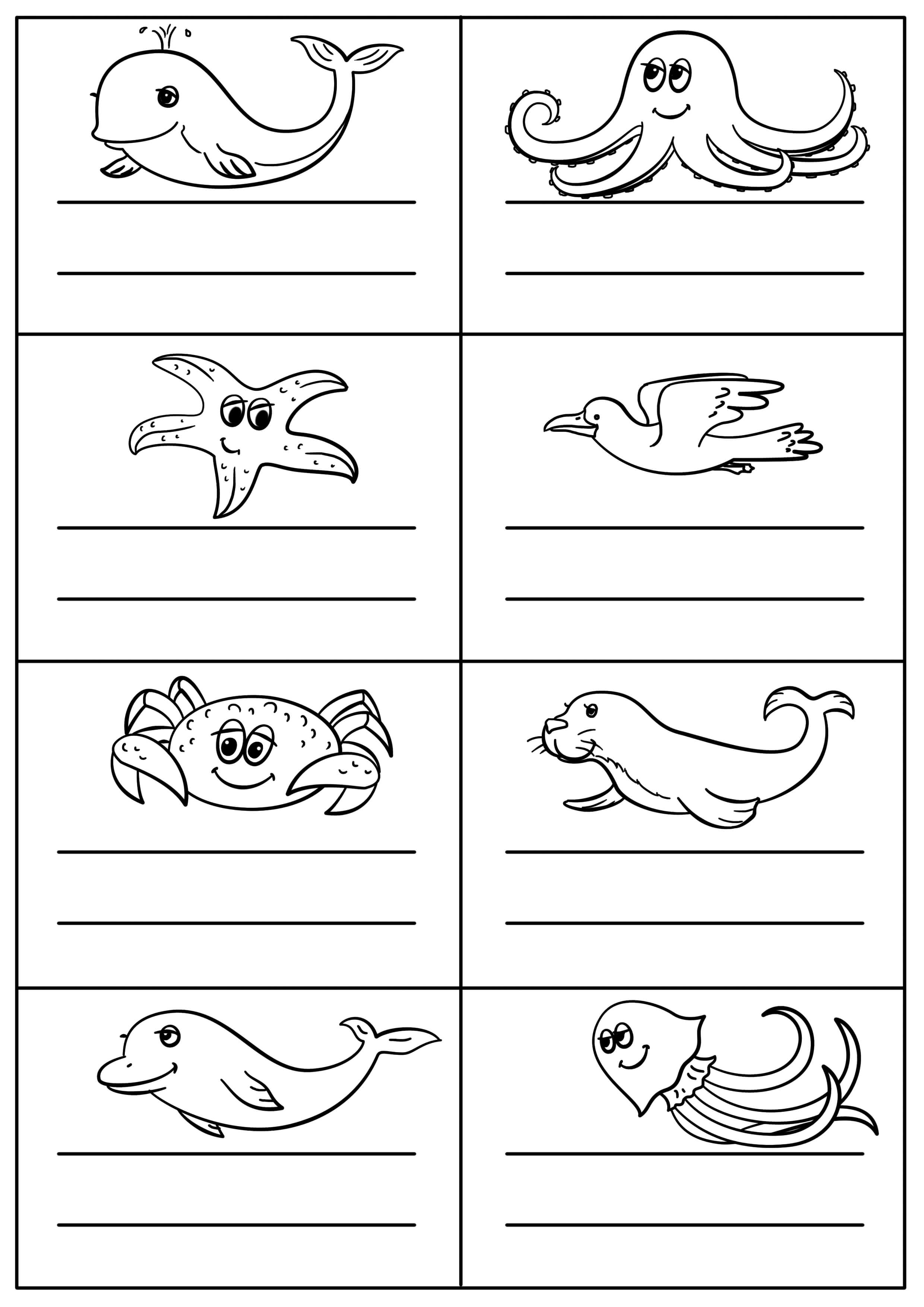 Name badges for kids with sea animals template free printable papercraft templates