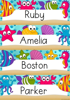 Under the sea desk name plate labels editable