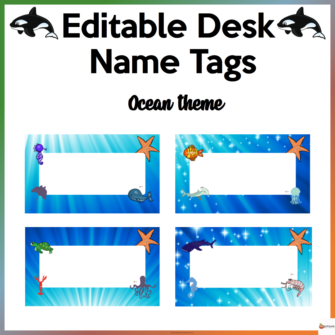 Editable desk name tags ocean theme made by teachers