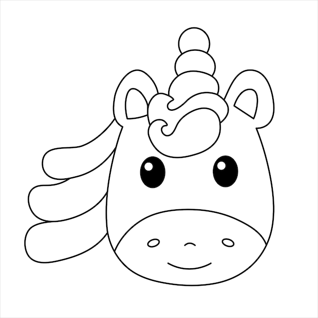 Premium vector cute unicorn head coloring page magical unicorn illustration for children vector illustration