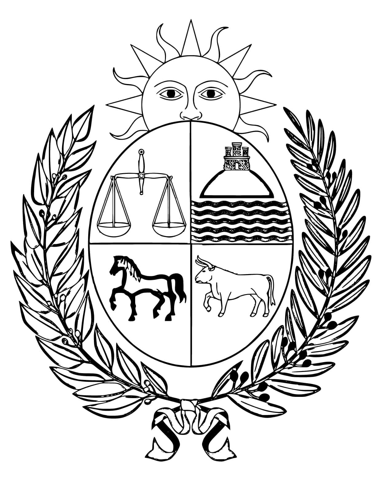 The national flag of uruguay coloring page