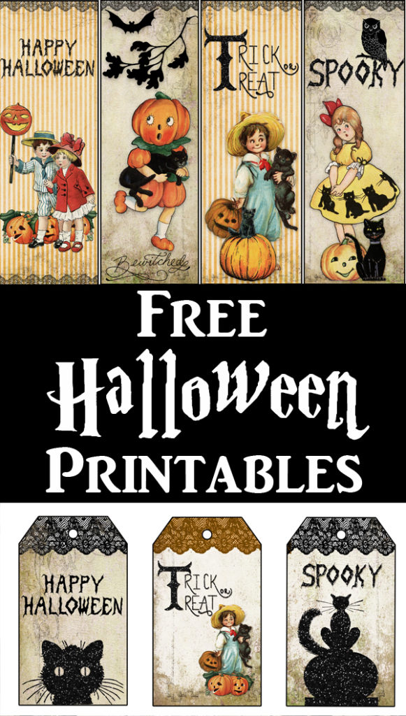 Printable halloween tags bookmarks
