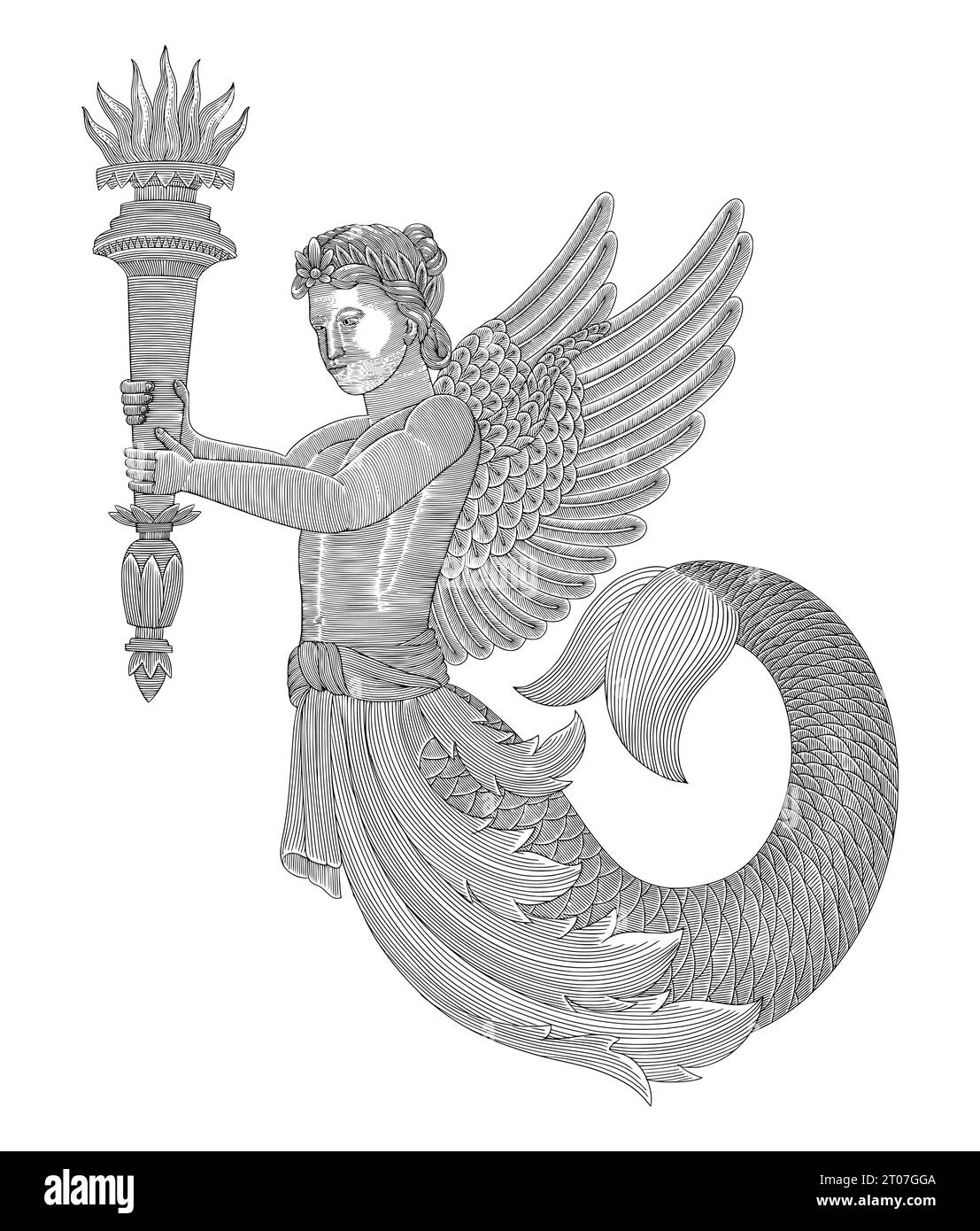 Mermaid illustration vintage hi