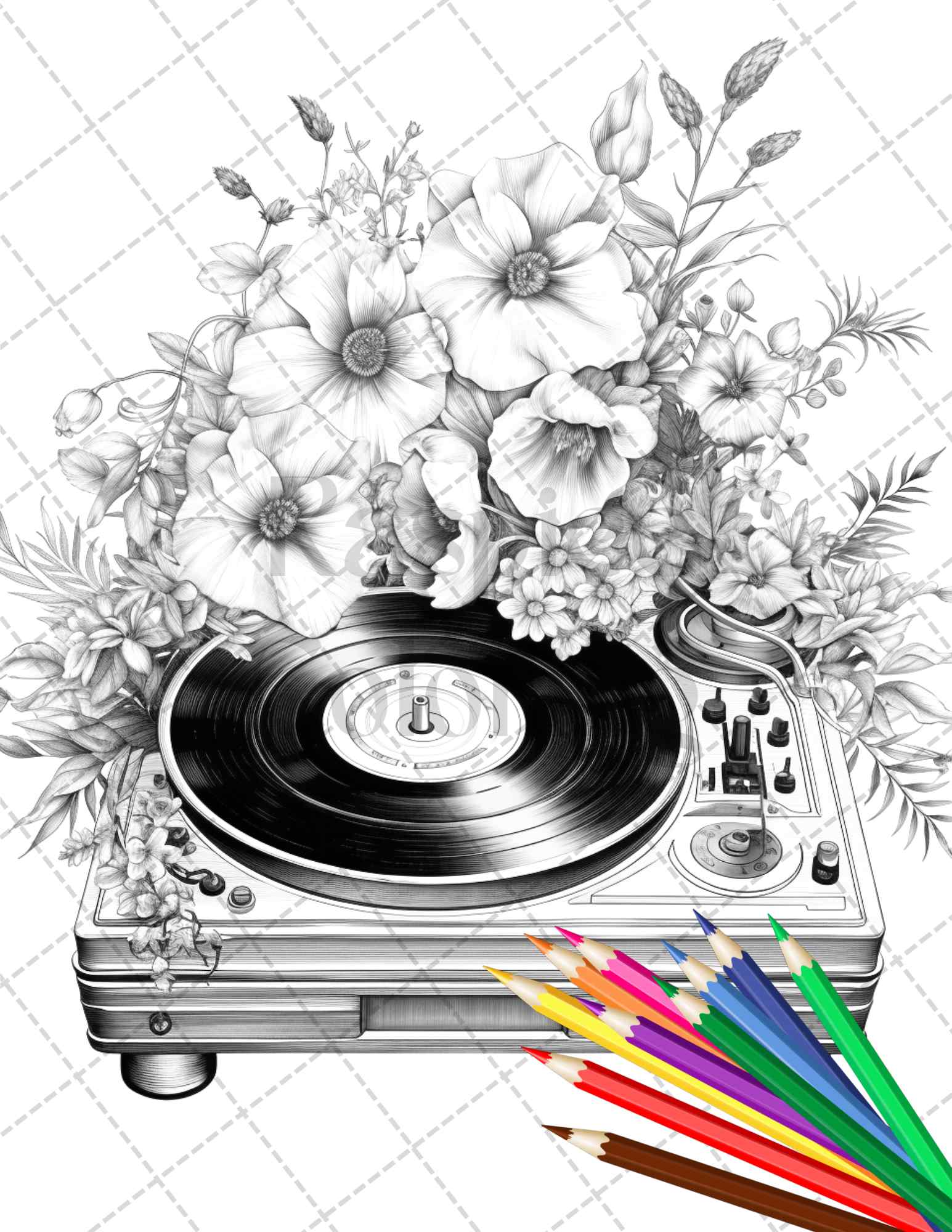 Vintage objects grayscale coloring pages printable for adults pdf â coloring