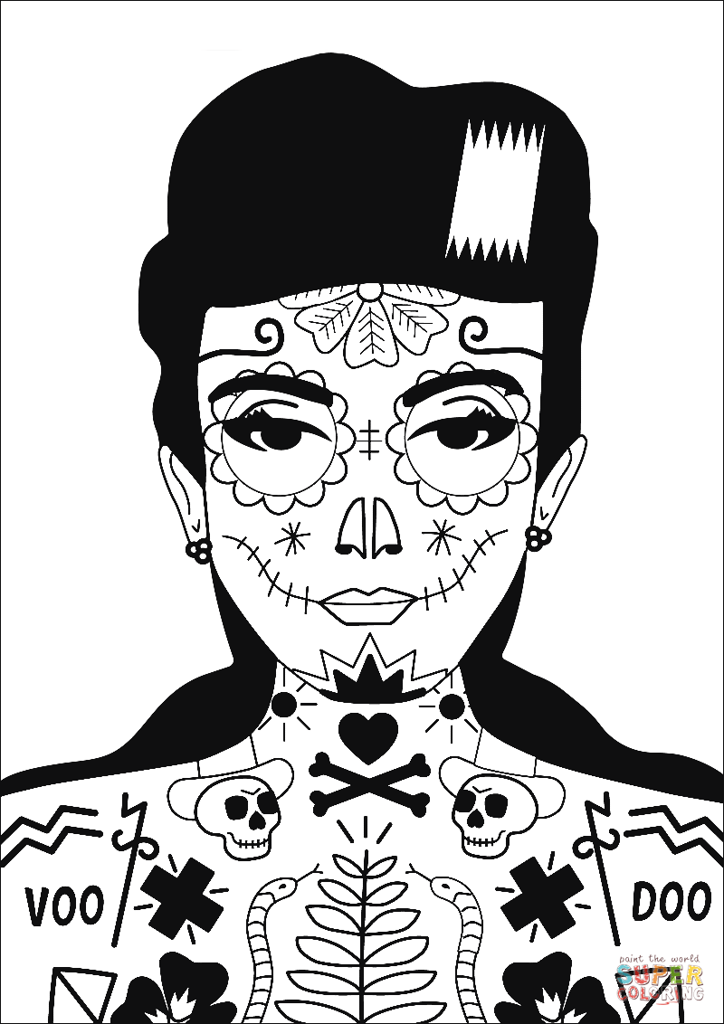 Voodoo girl coloring page free printable coloring pages