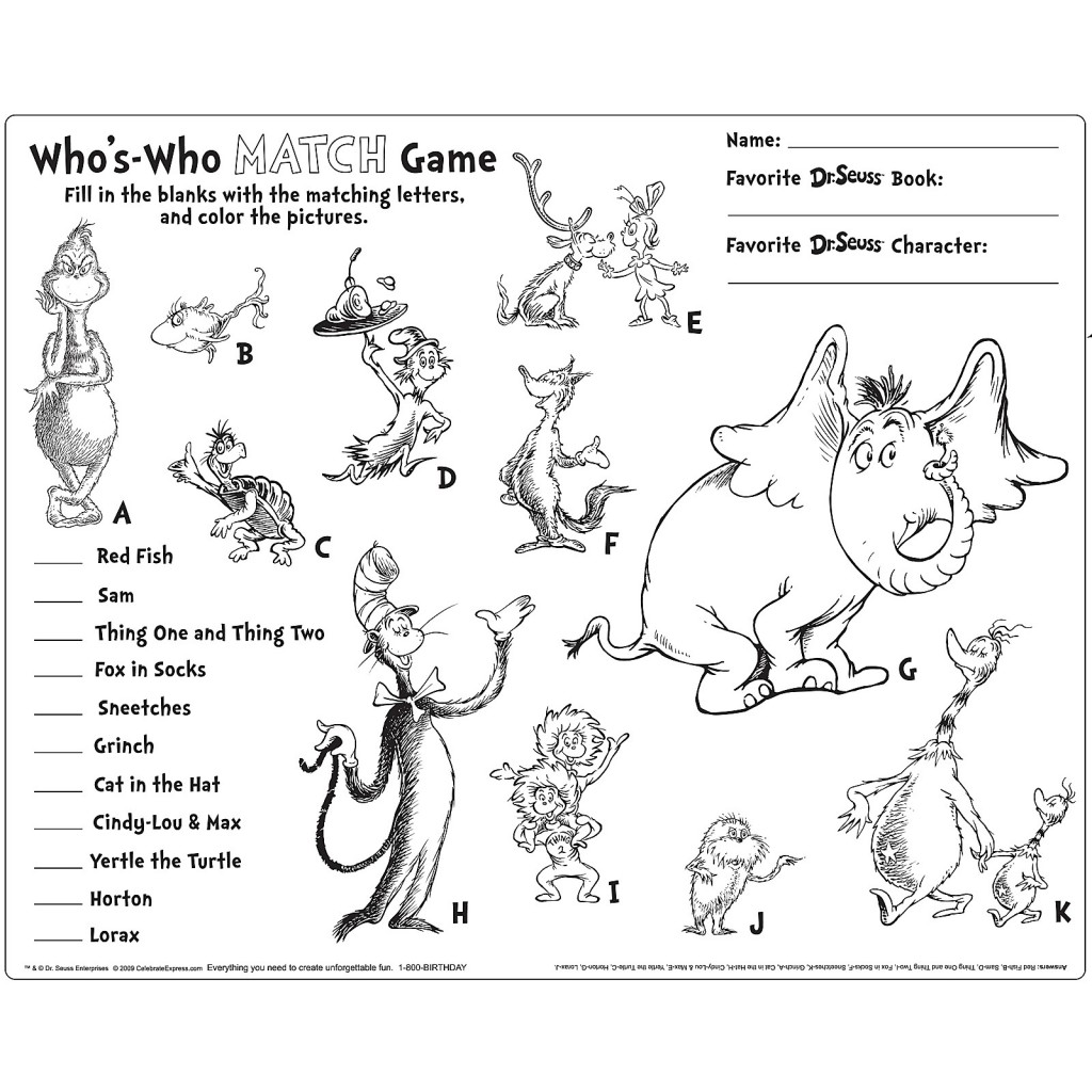 Dr seuss quotes coloring pages