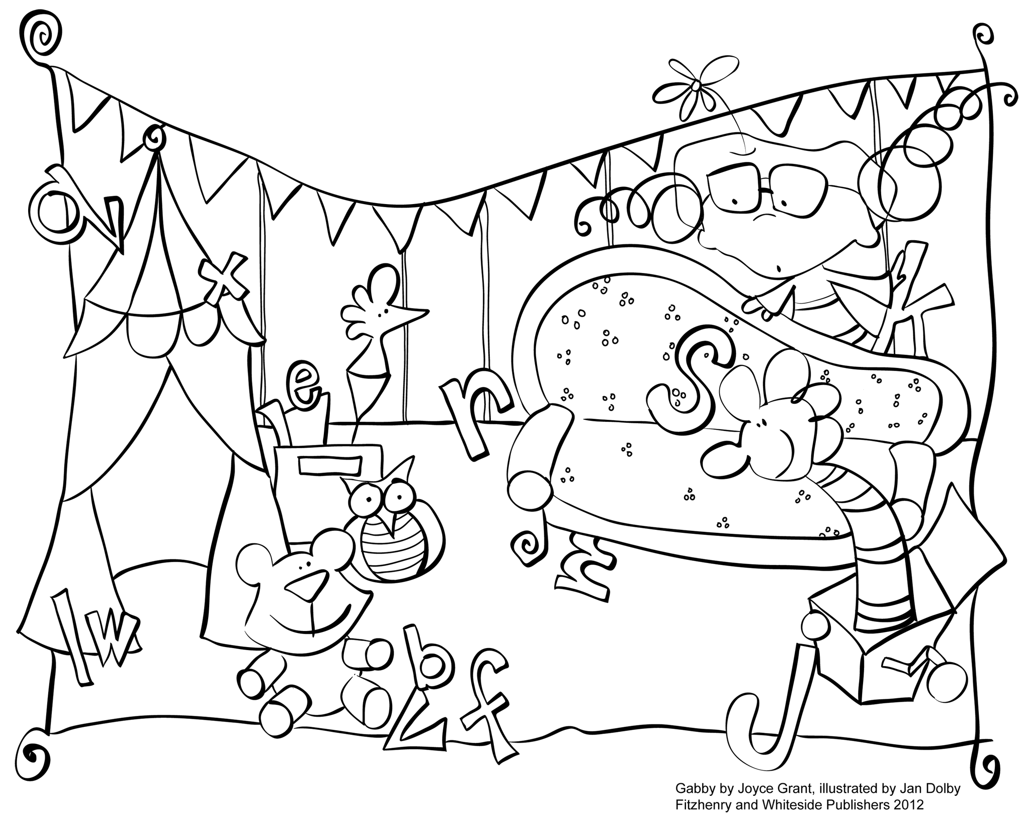 Gabby colouring pages joyce grant