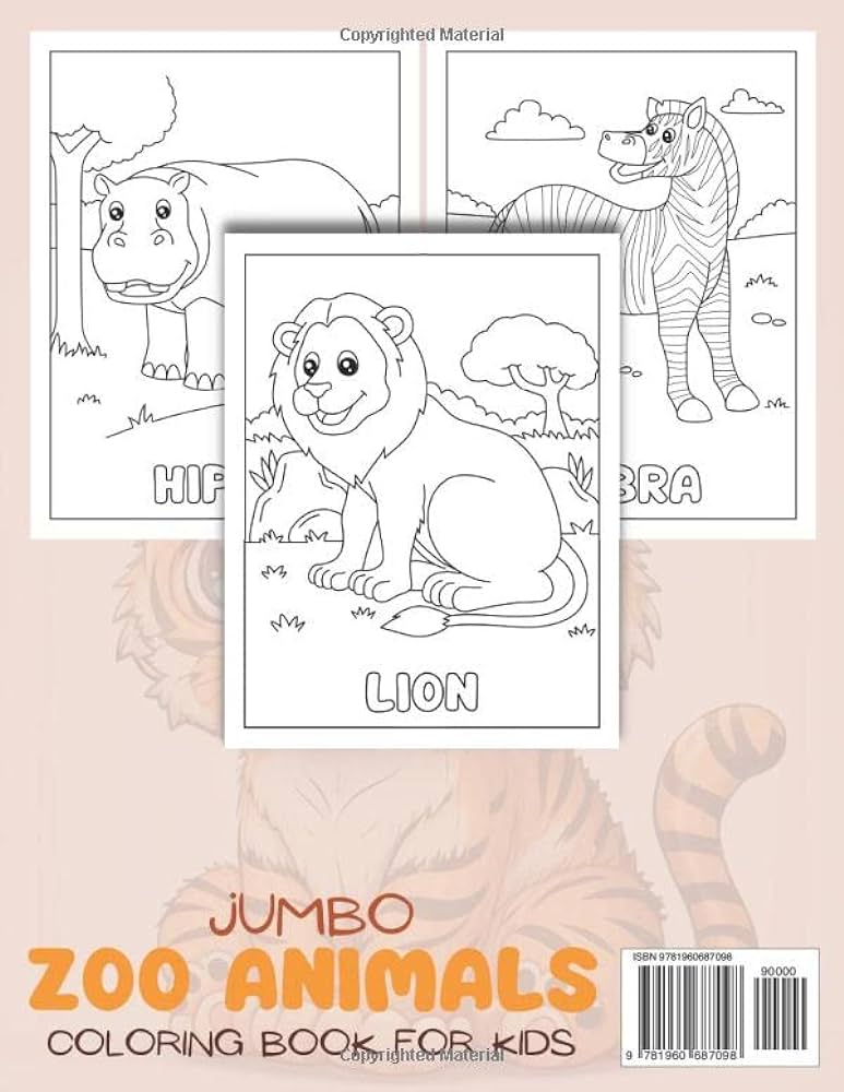 Jumbo zoo animals coloring book for kids jumbo coloring books for kids carter emma carter emma books
