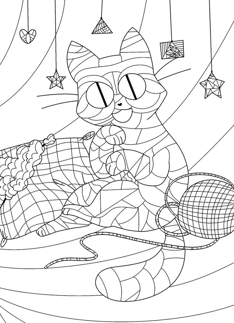Cat coloring page ms paint printer friendly by goatmomther on