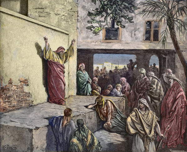 Micah the moreshite prophet preaching to the israelites engraving by gustave dore