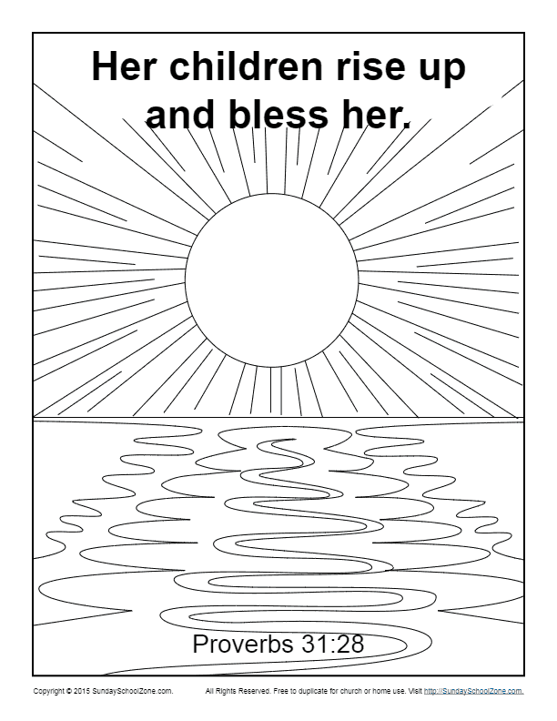 Her children rise up and bless her coloring page