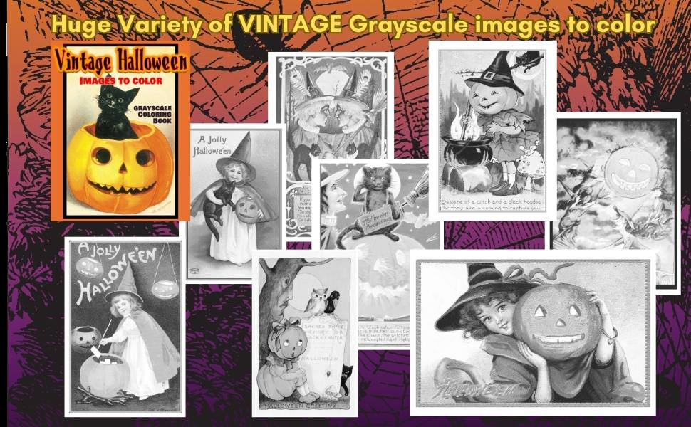 Vintage halloween images for coloring