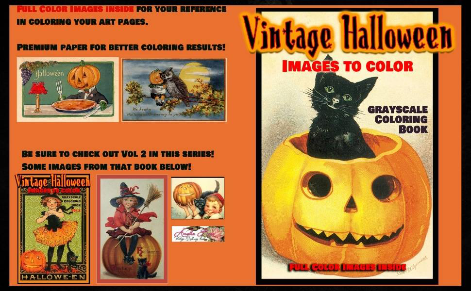 Vintage halloween images for coloring