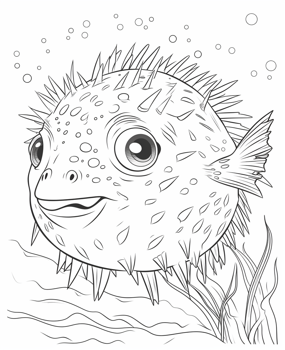 Puffer fish coloring books for children coloring pages
