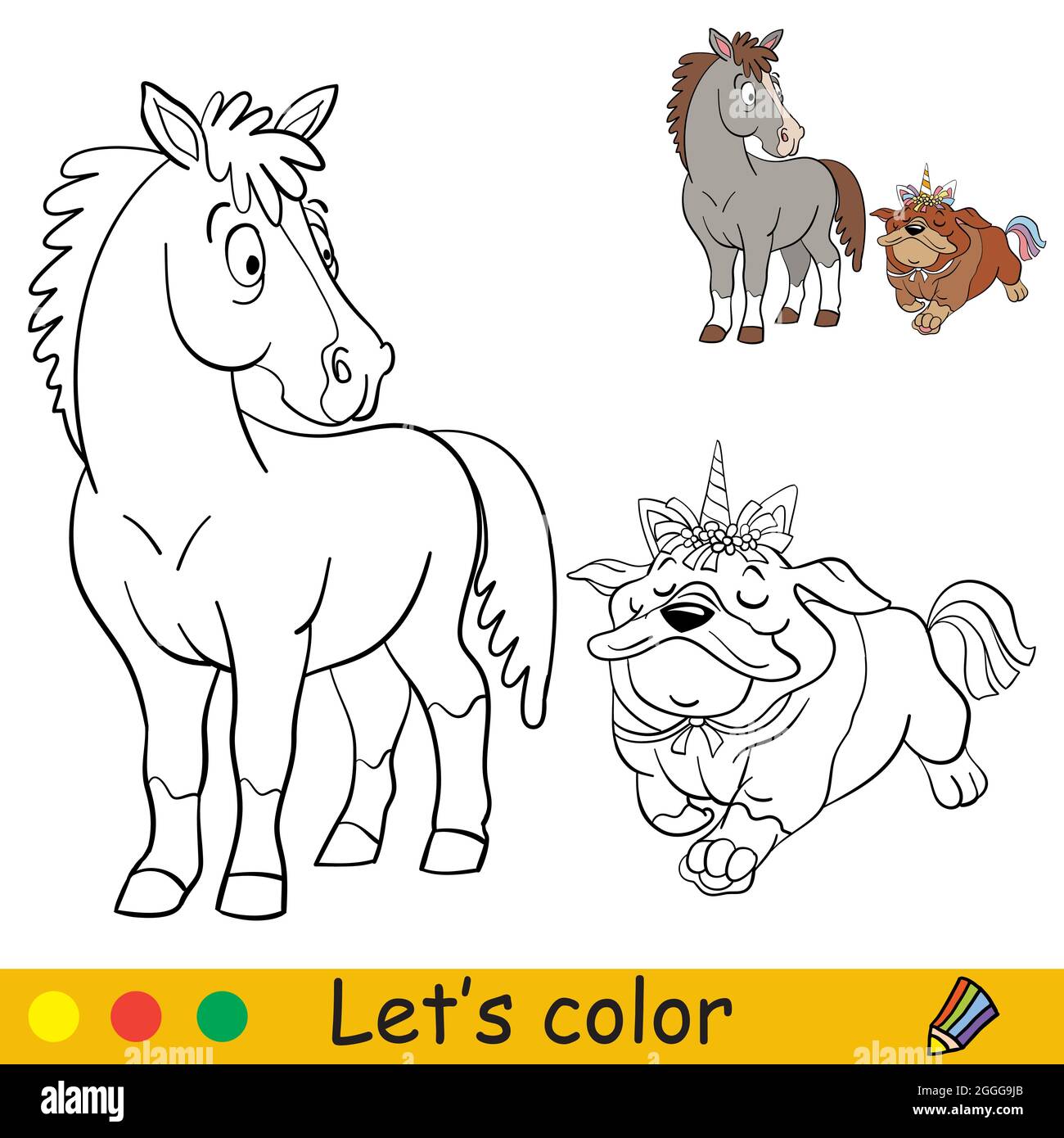 Dog in unicorn costume stock vector images