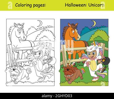 Dog in unicorn costume stock vector images