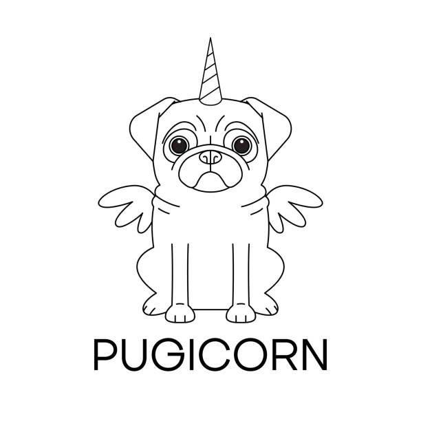 Pug coloring book stock photos pictures royalty