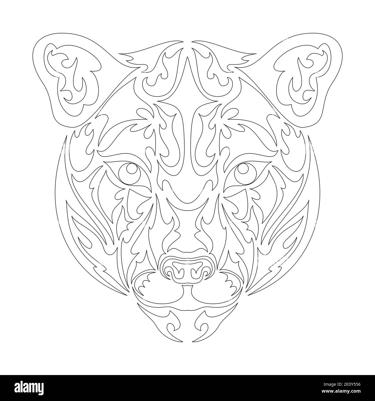 Hand drawn abstract portrait of a puma vector stylized illustration for tattoo logo wall decor t
