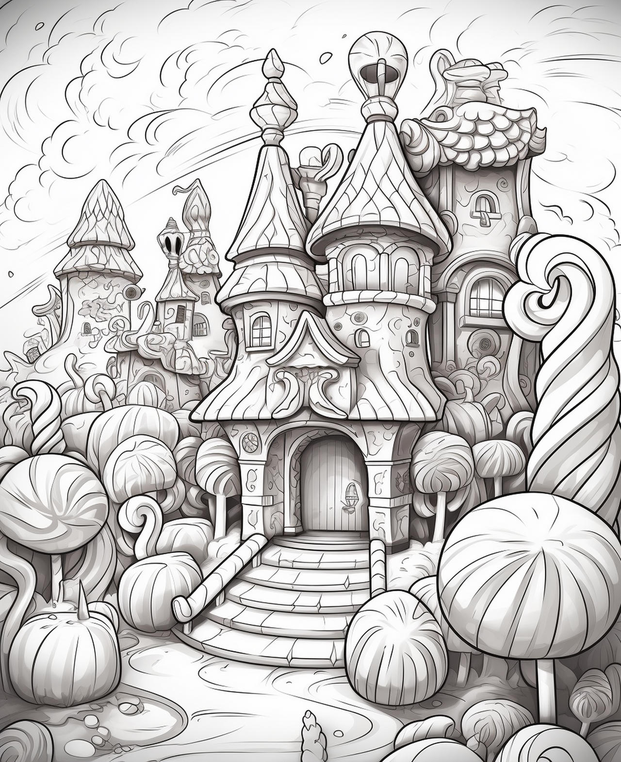 Candy palaces coloring pages in premium quality by coloringbooksart on
