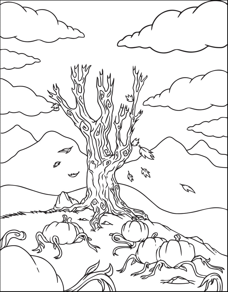 Printable pumpkin patch coloring page for kids â