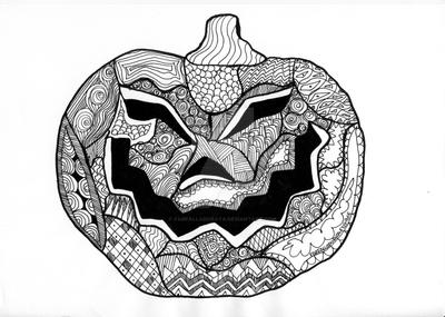 Halloween jack o lantern pumpkin zentangle by farfalladorata on