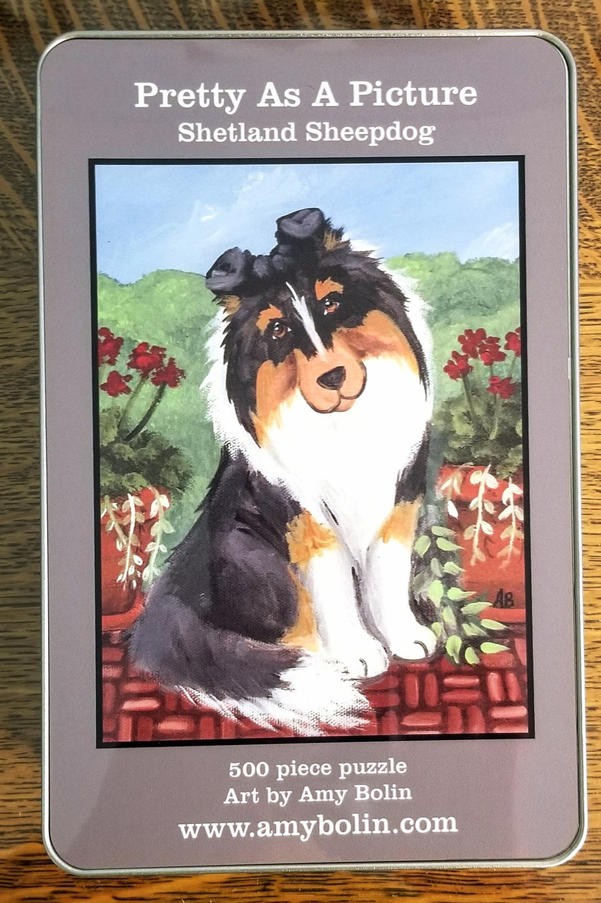 Pretty as a picture tri color shetland sheepdog piece puzzle