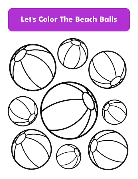 Premium vector beach balls coloring book page in letter page size children coloring worksheet premium vector element