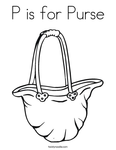 P is for purse coloring page