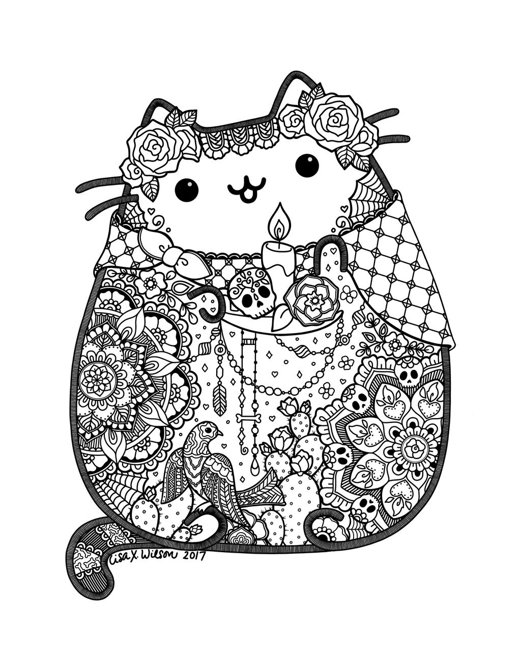 Day of the dead pusheen fan art by lxoetting on