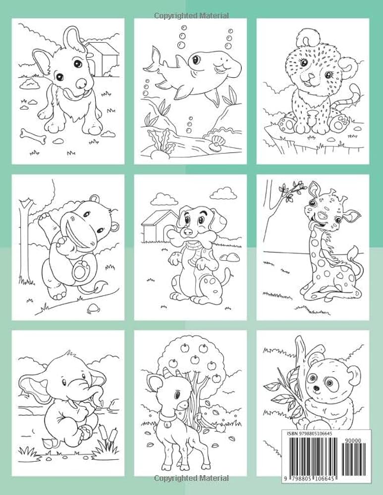 Cute baby animals coloring book easy and adorable animal coloring pages for fun relaxation and stress relief prism press books