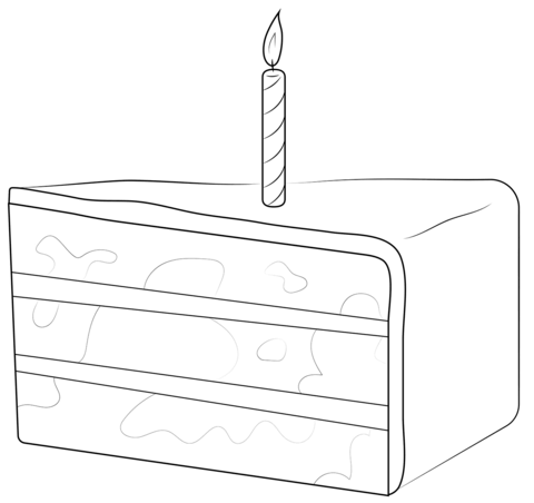 Piece of birthday cake coloring page free printable coloring pages