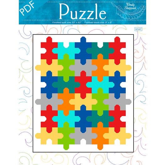 Puzzle downloadable pdf quilt pattern wendy sheppard fat quarter shop